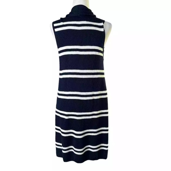 Talbots Navy and White Striped Sleeveless Cardigan Size Large - Picture 4 of 5